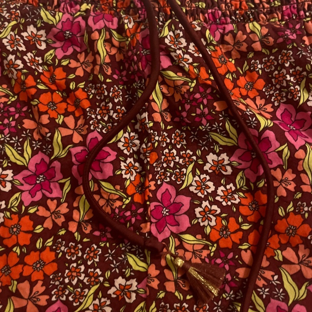 Floral Sleep Short Lounge Victoria’s Secret VS Sexy Drawstring Tassel 70s Boho - Picture 3 of 5